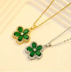 Emerald Zircon Flower Pendant Set