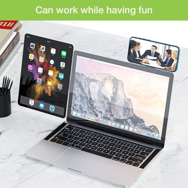 Laptop Side Mount Phone & Tablet Holder – Adjustable Multifunctional Screen Support Bracket for Dual Display Setup
